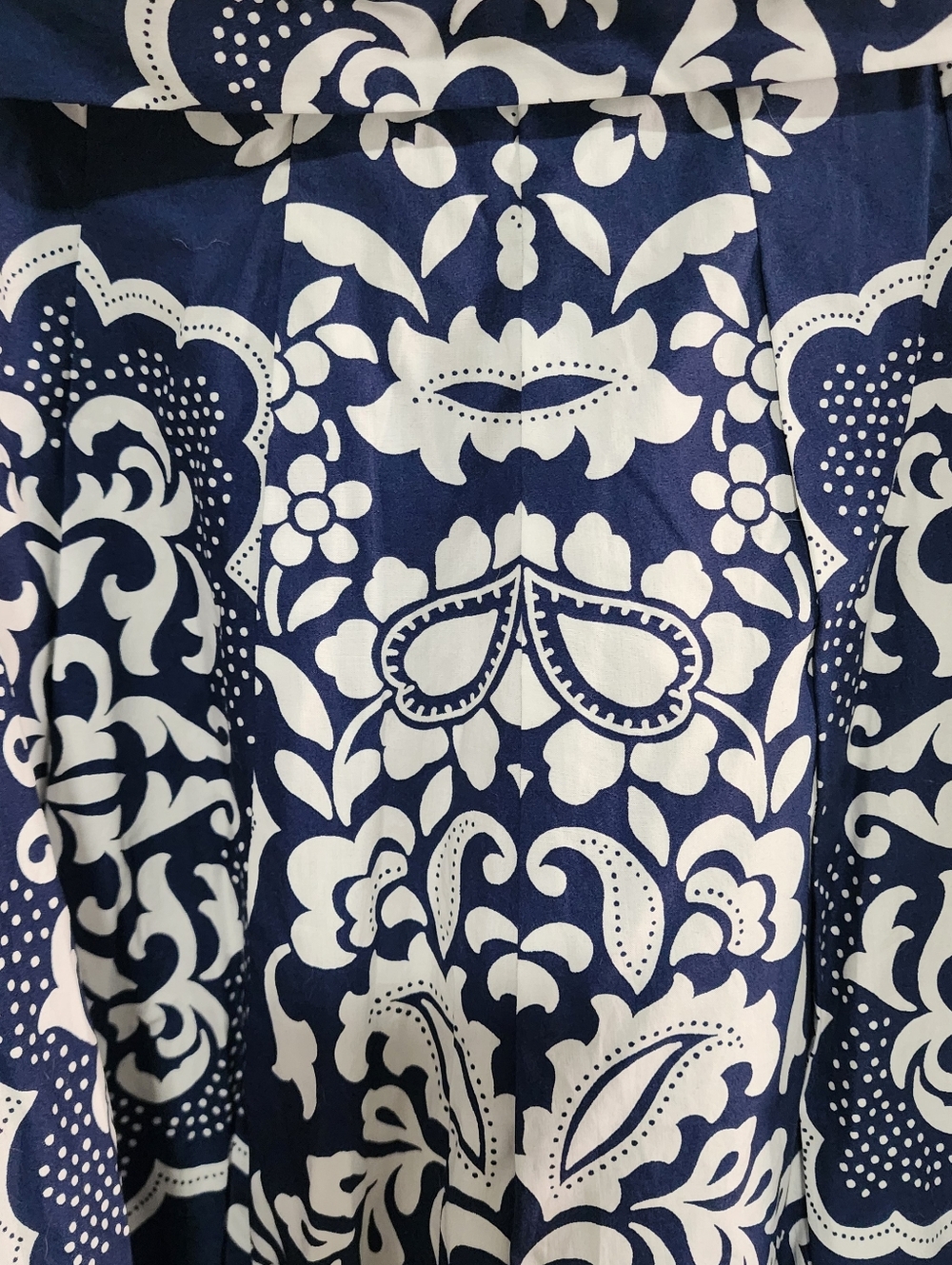 Talbots Petite A Line Midi Skirt 14 Large Navy White Floral Print Boho Coastal - Picture 6 of 10